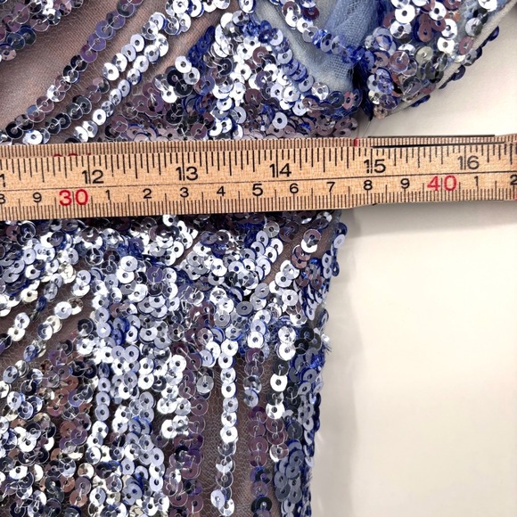 NWT Dress The Population Lia Sequin Midi Dress Sz S Blue Silver Cocktail Party - Picture 15 of 16